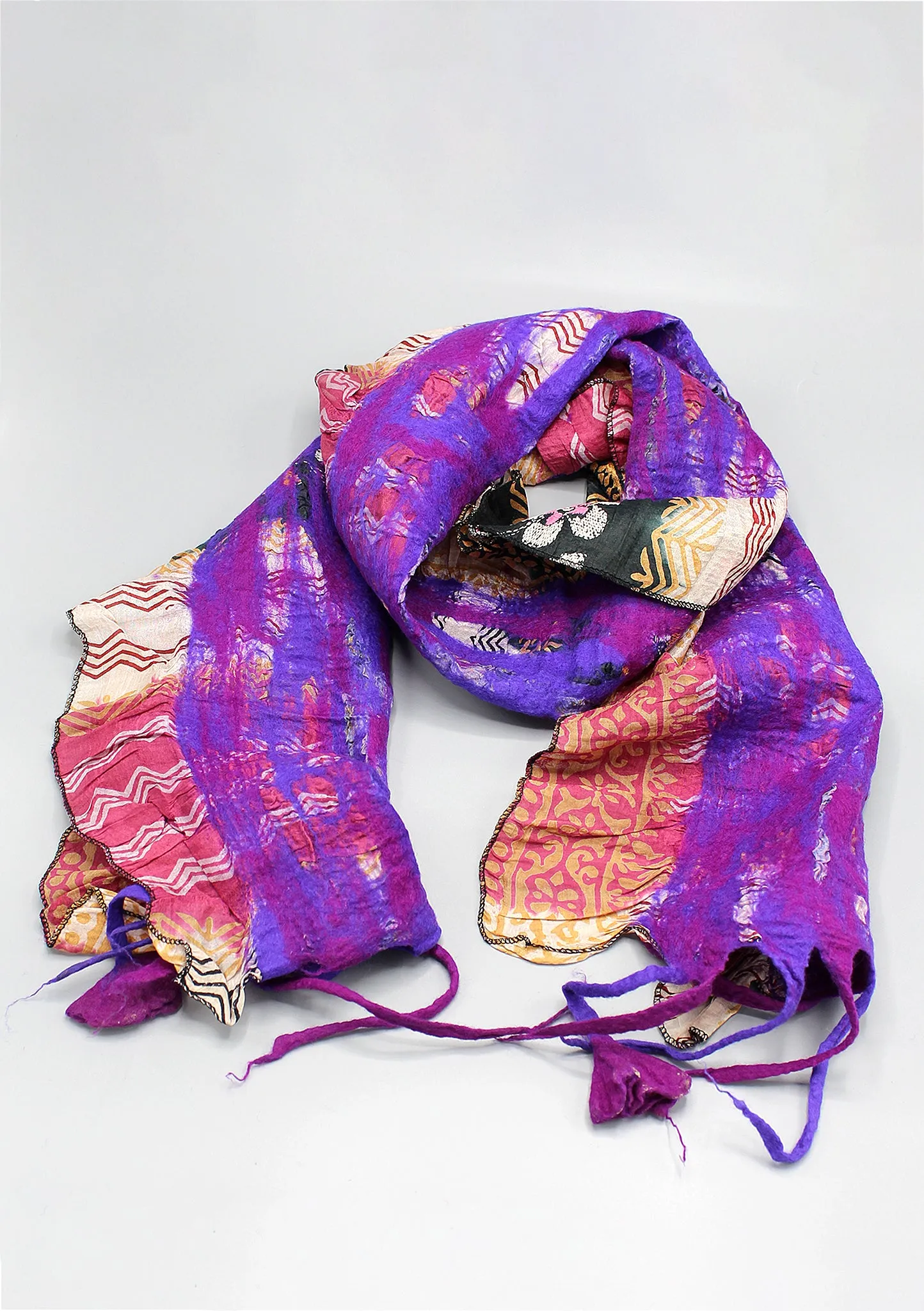 Purple Pink Colorful Felt Wool Scarf