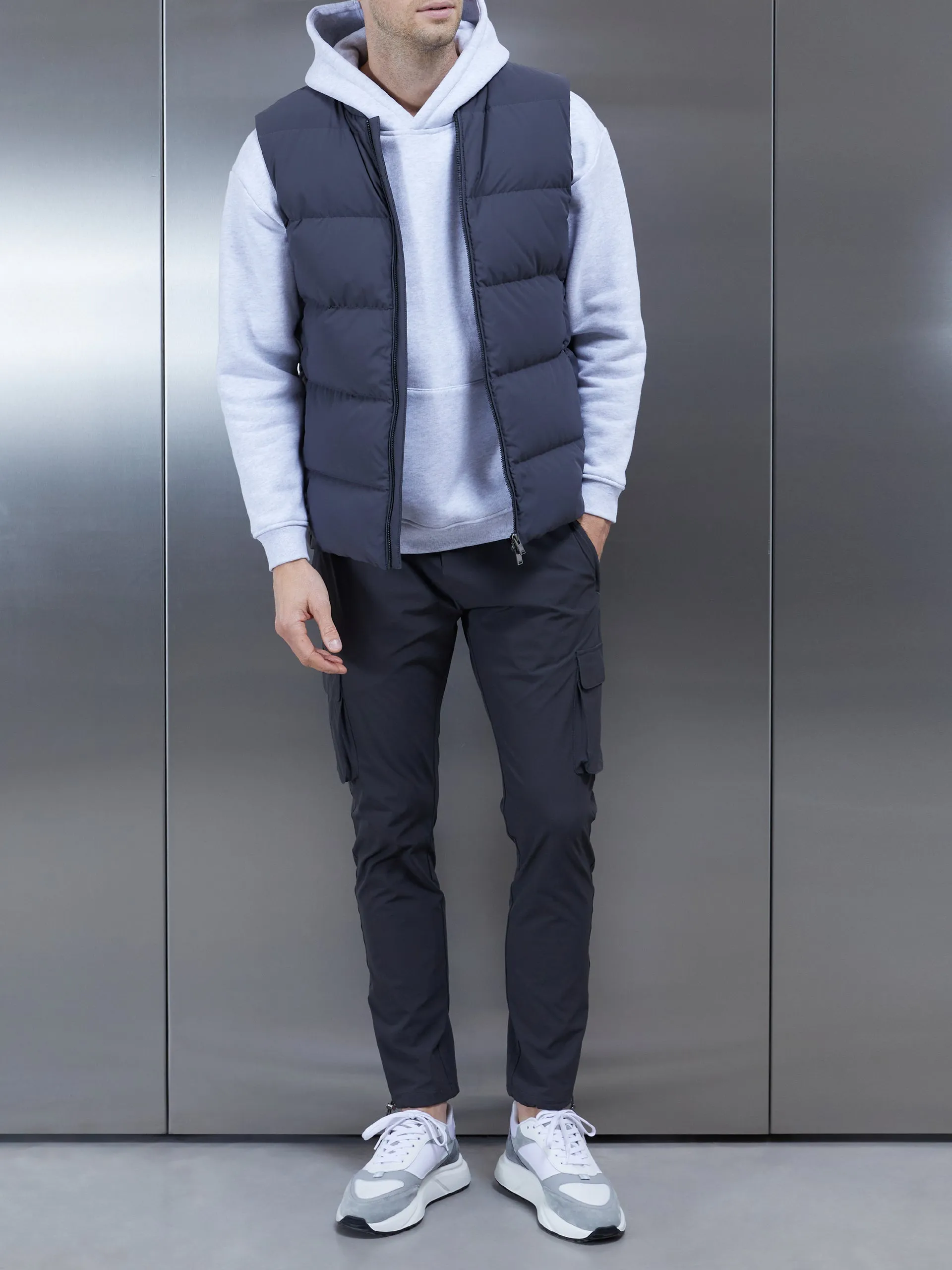 Quilted Bomber Gilet in Grey