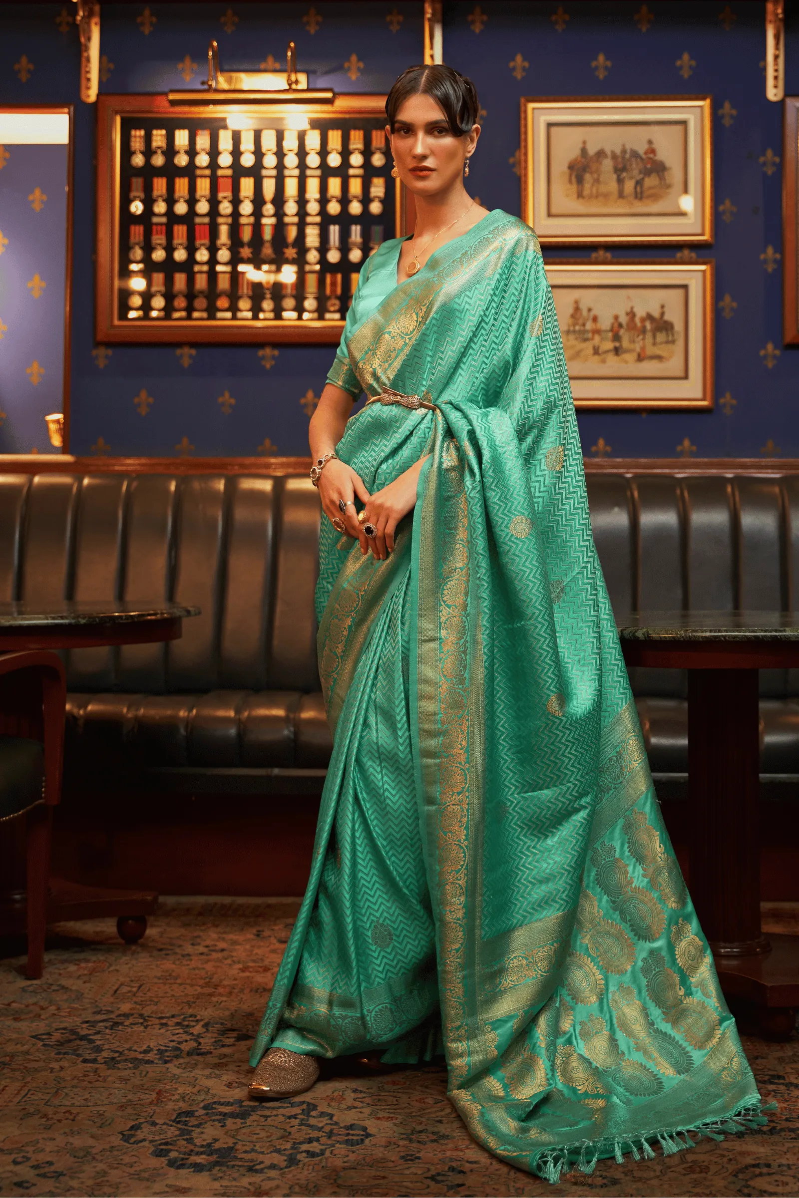 Ready to Wear Chevron Weave Kanjeevaram Saree