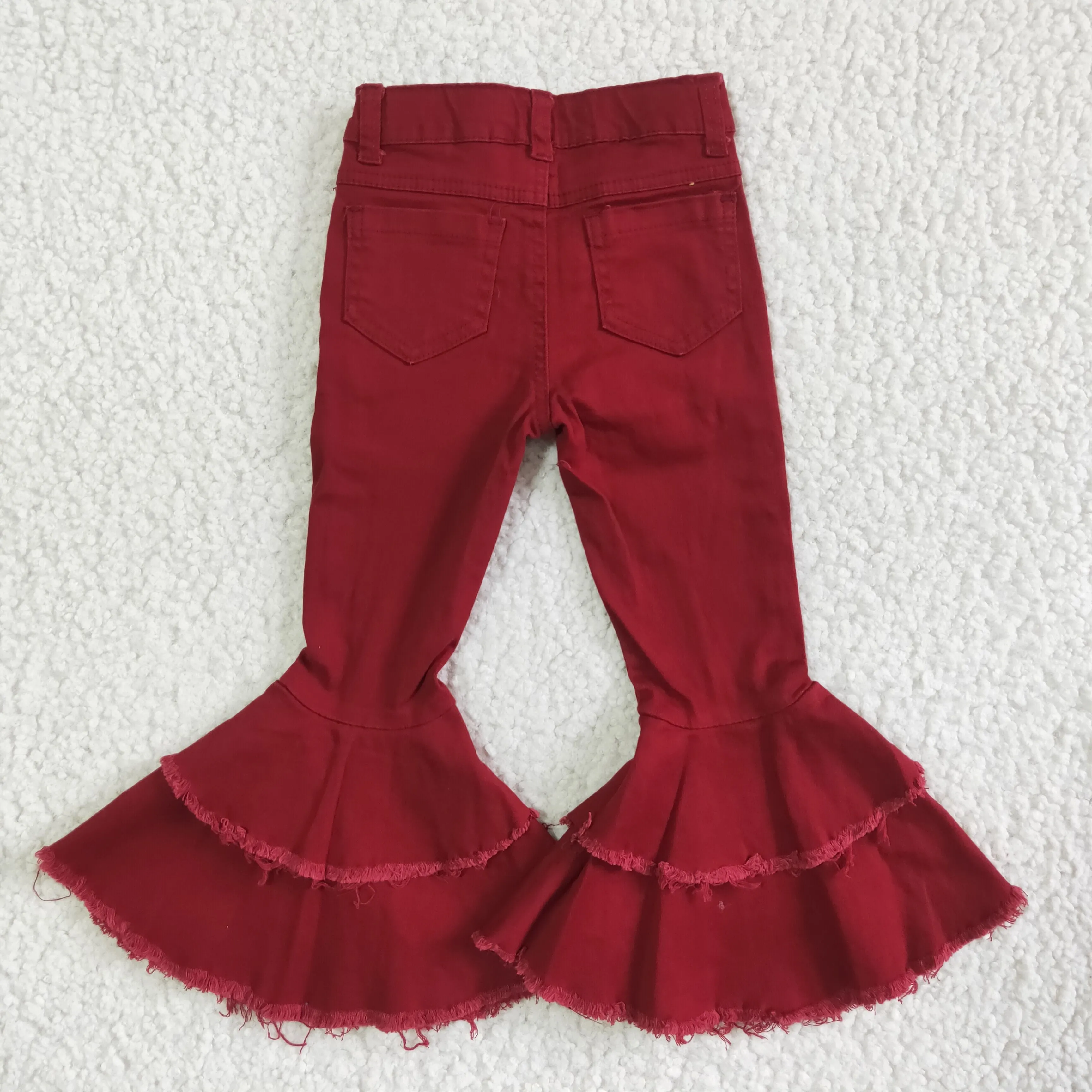 Red Bleached bouble flares pants jeans