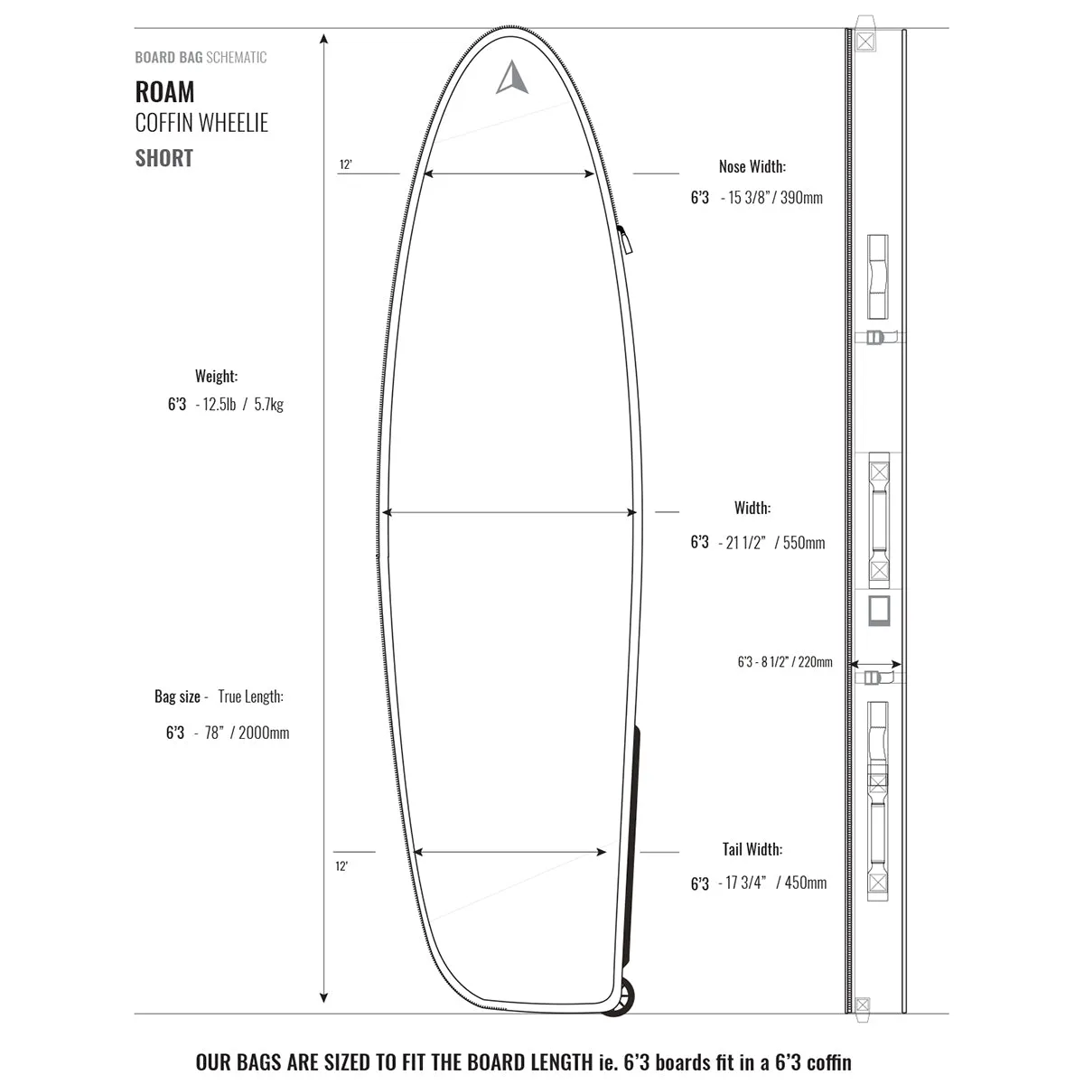 Roam Coffin Wheelie Travel Surfboard Bag