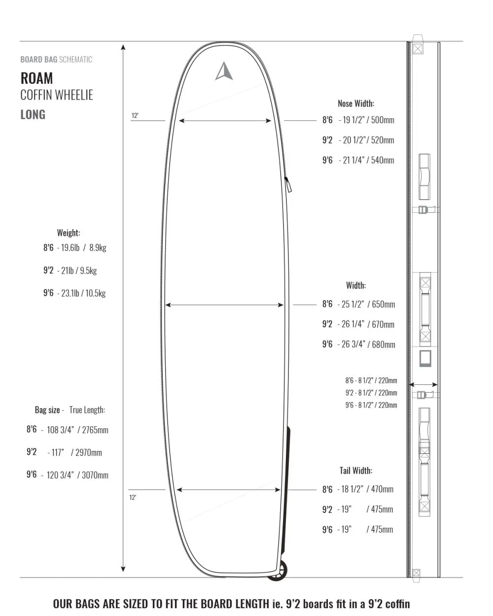 Roam Coffin Wheelie Travel Surfboard Bag