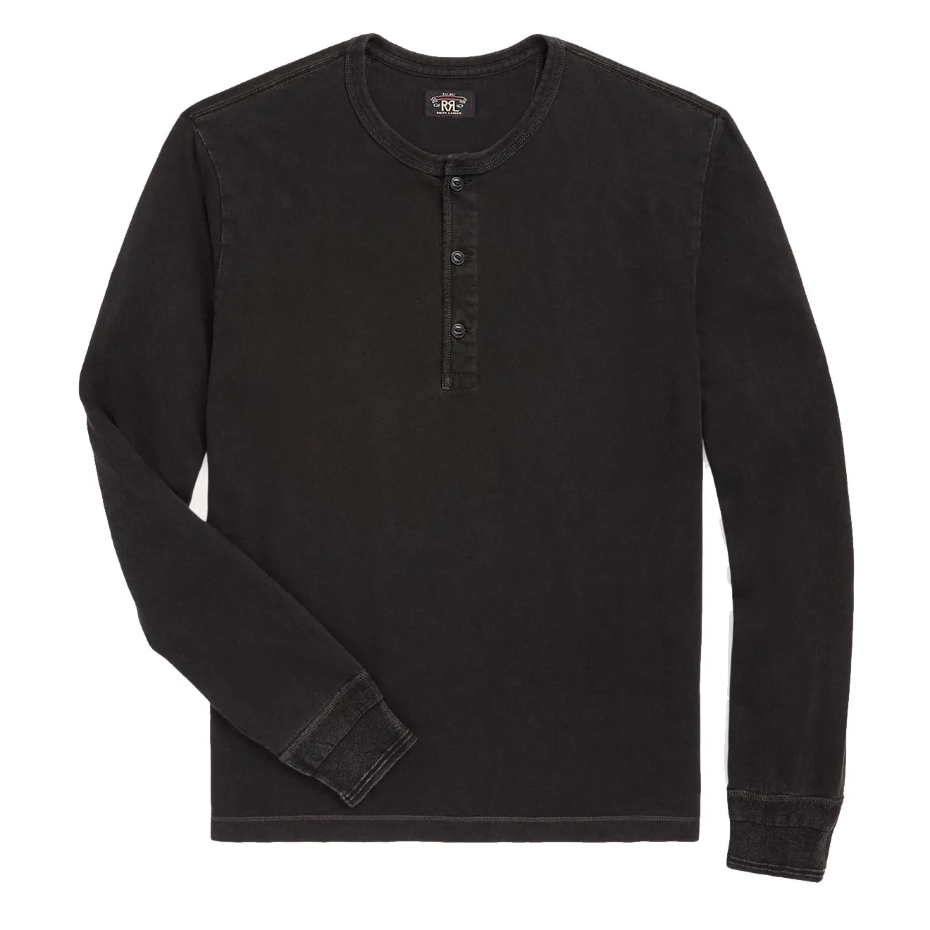 RRL by Ralph Lauren Indigo Jersey Henley Shirt Sulphur Black