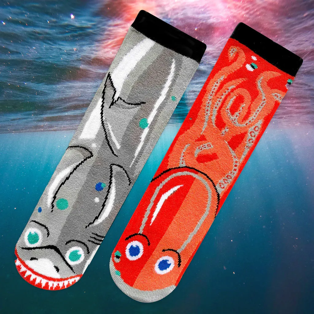 Shark & Octopus Mismatched Grip Socks