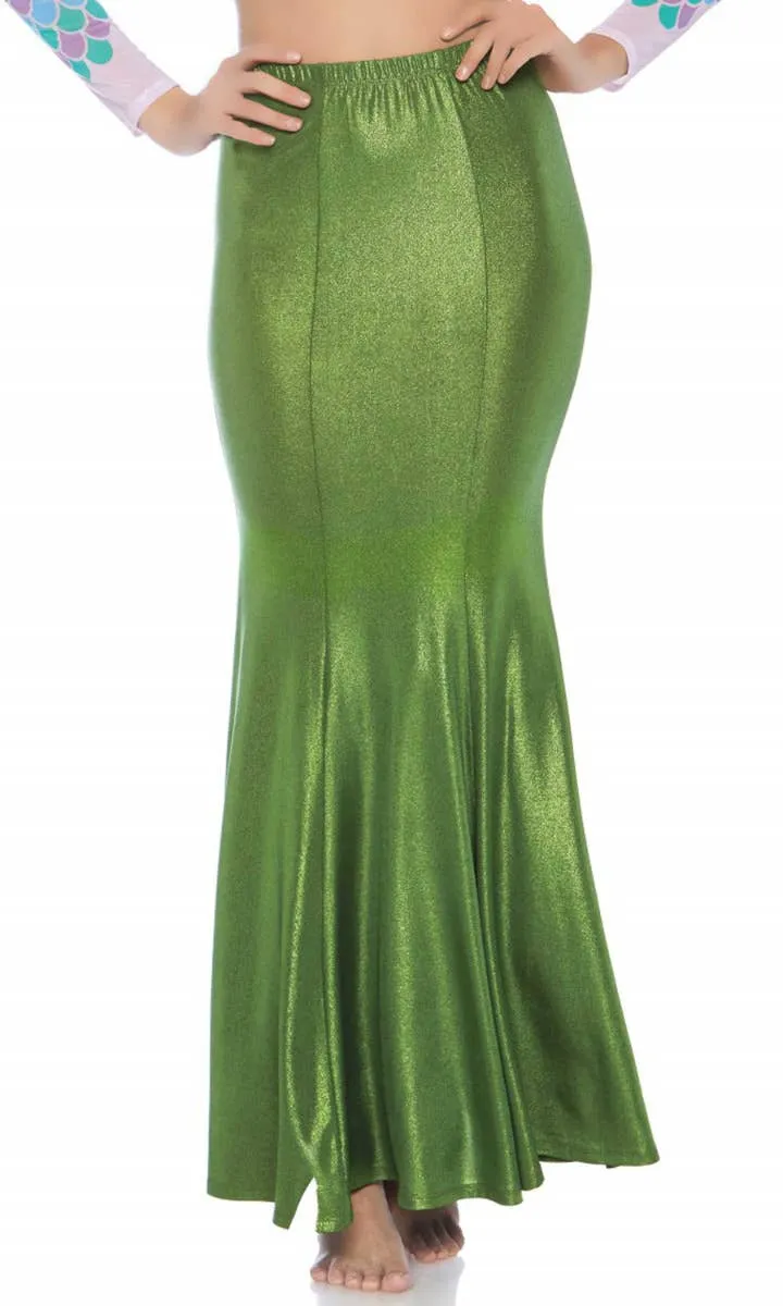 Shimmer Spandex Womens Green Mermaid Skirt