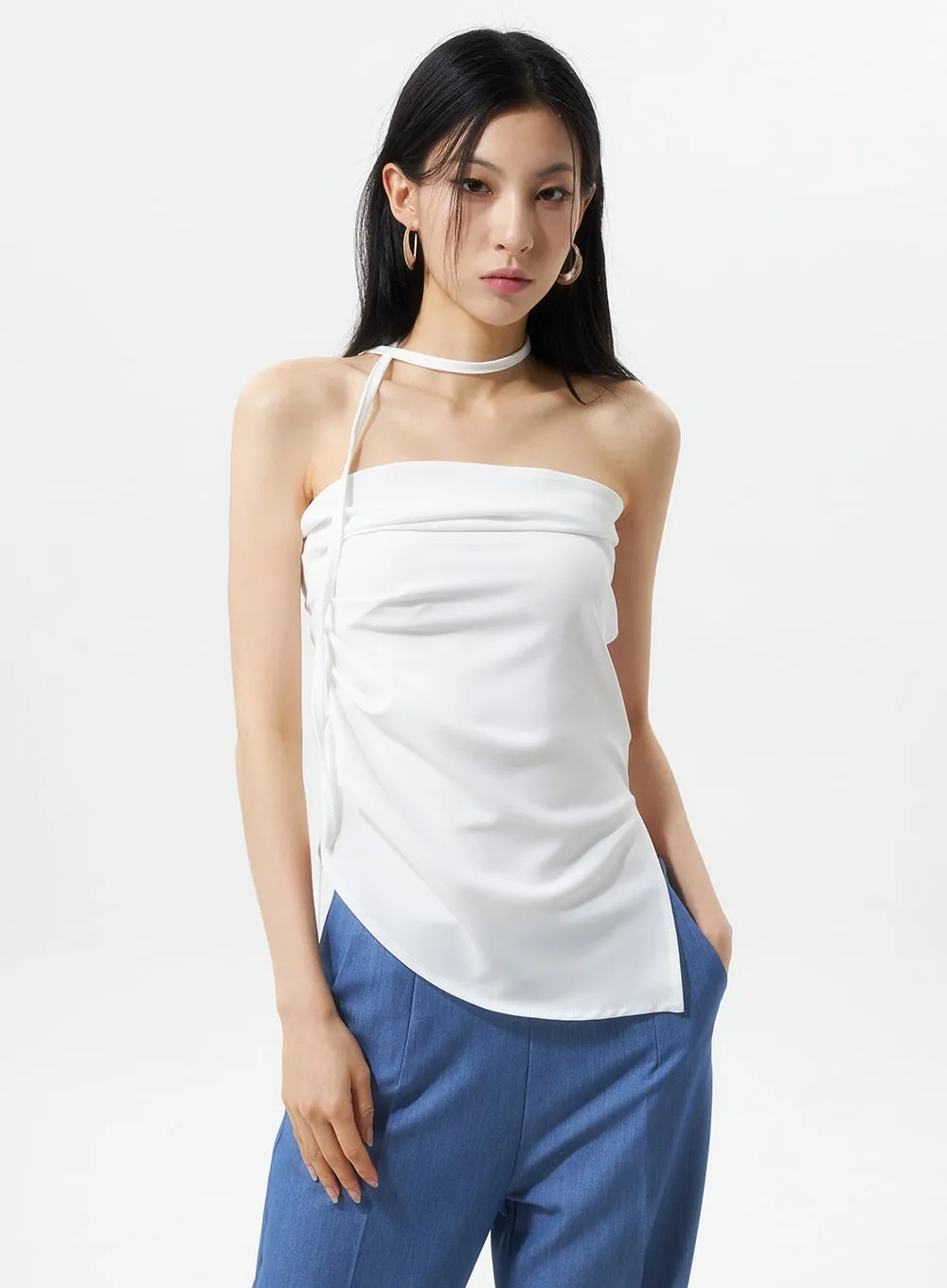 Sleeveless Top And Scarf Set IU326