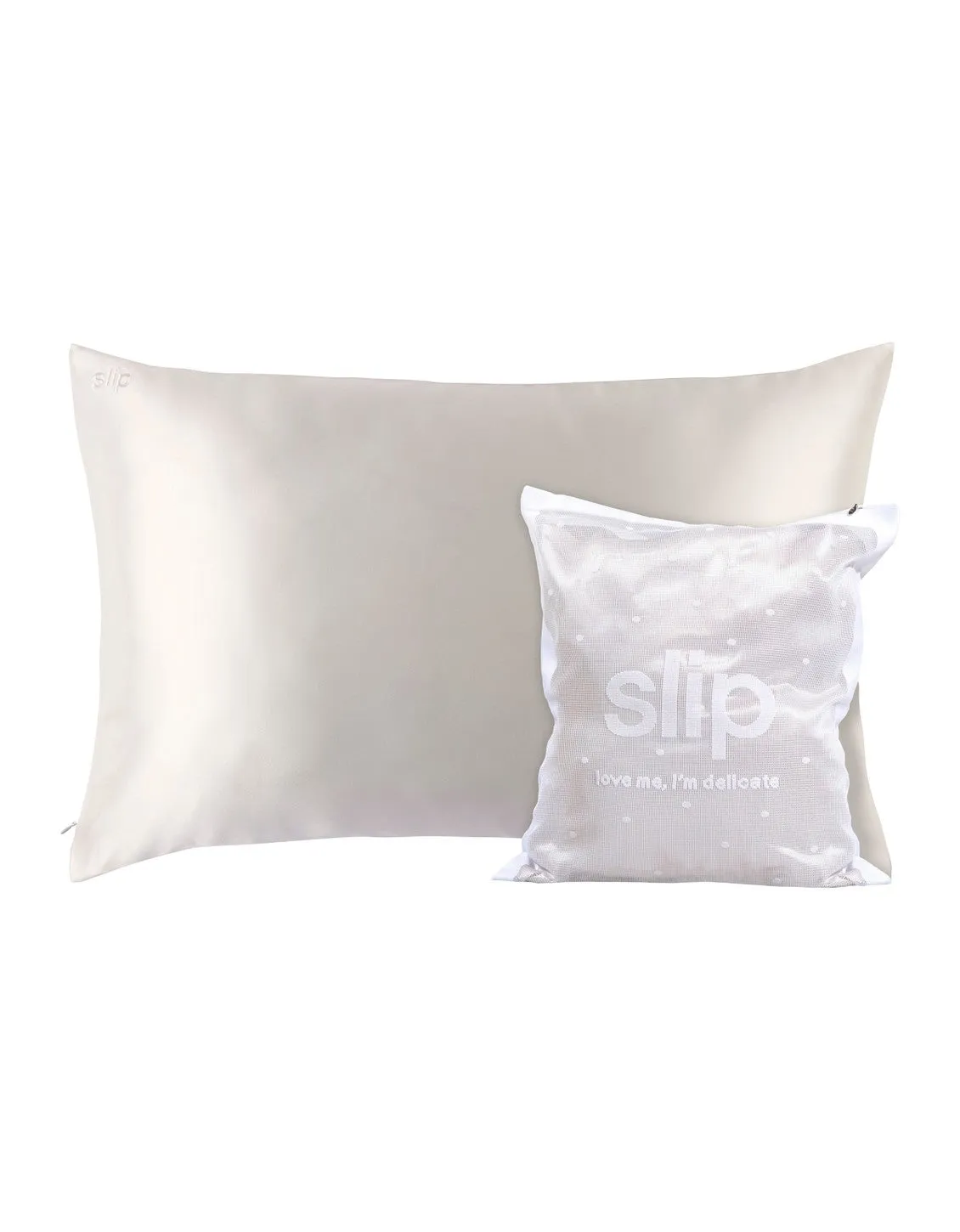 Slip Pillowcase & Delicate Bag Gift Set - White