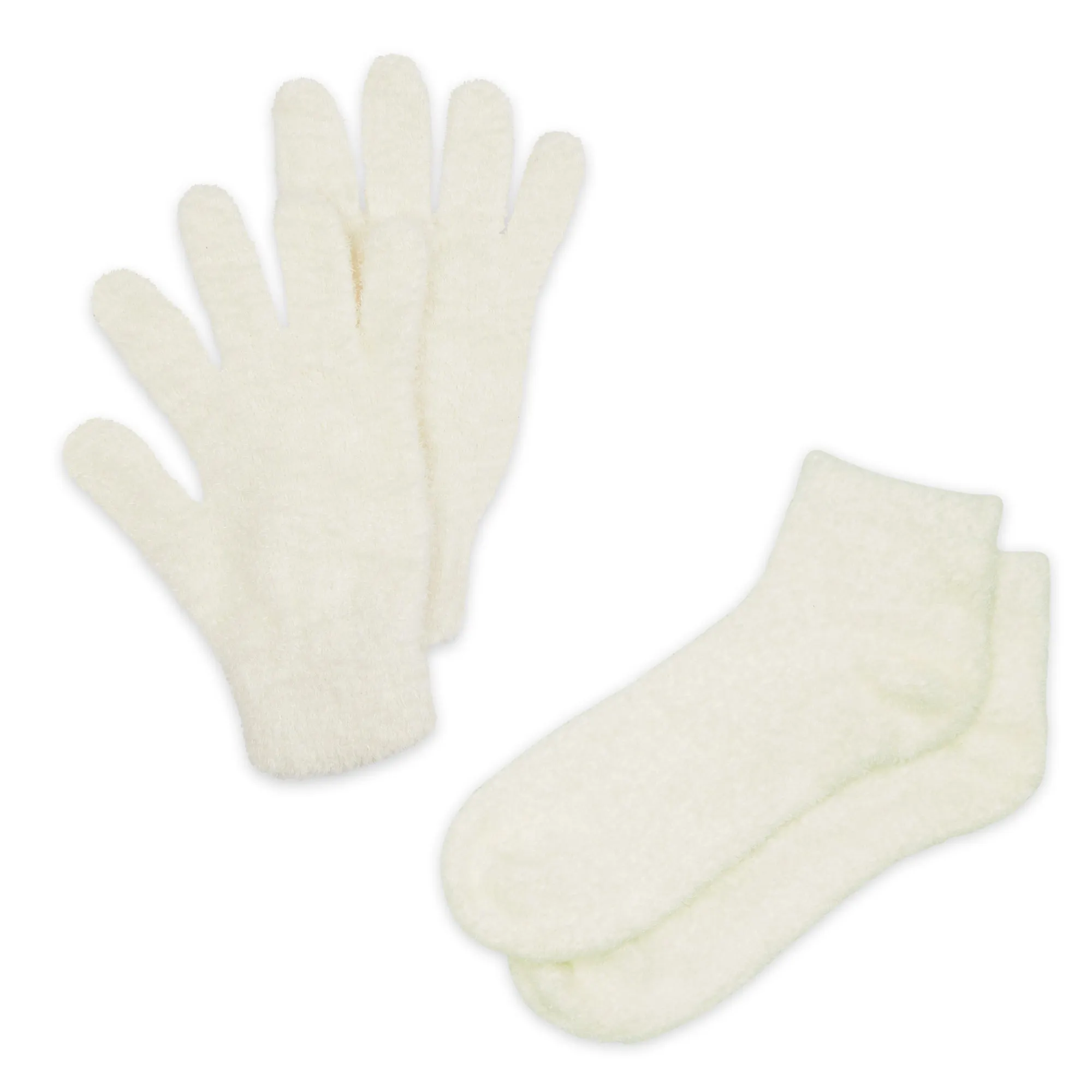 Spa Socks And Gloves Set - Aloe Infused - Cream