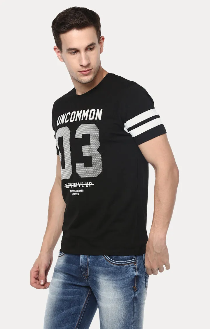 Spykar Men Black Printed Slim Fit T-Shirt