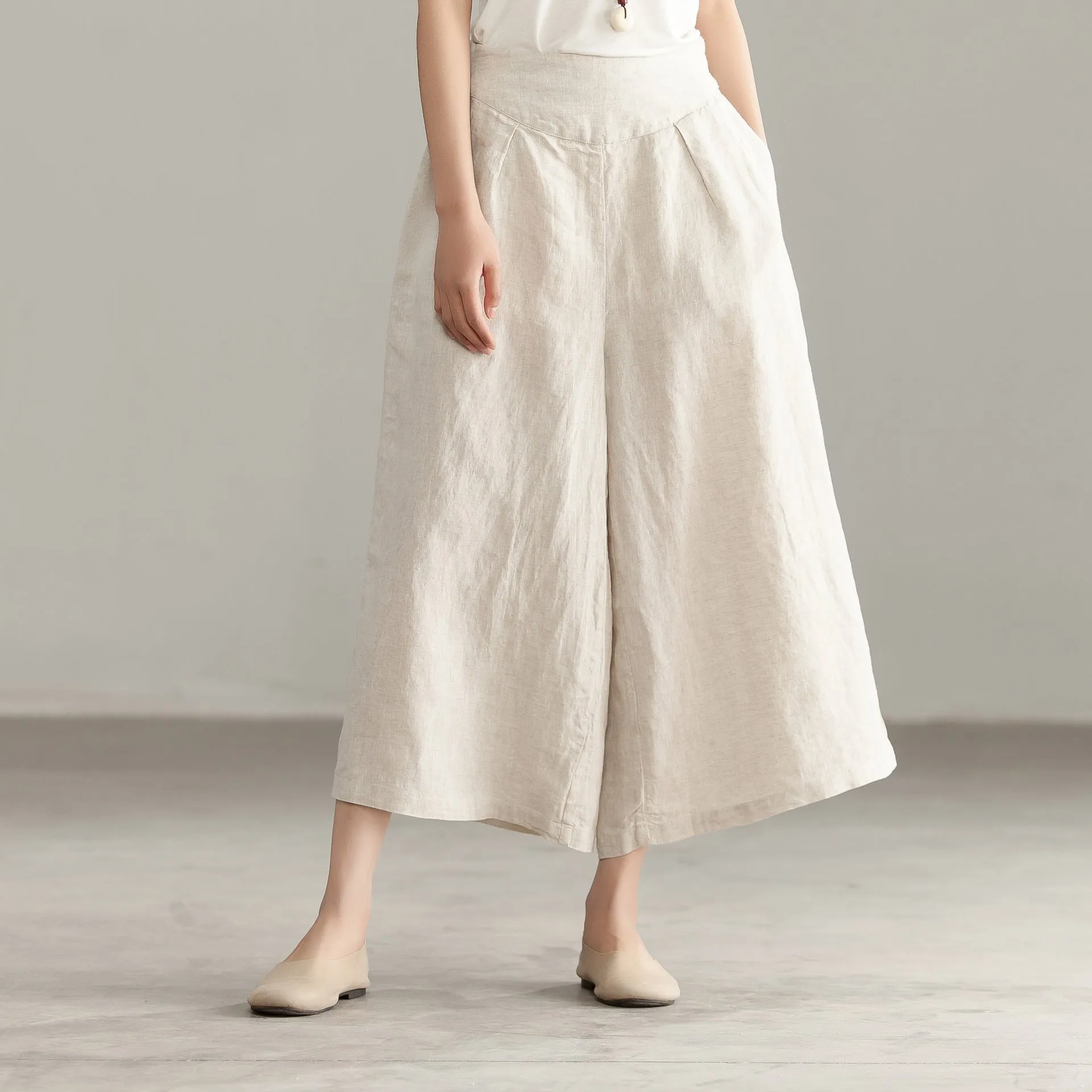 Summer Women Linen wide Leg Pants