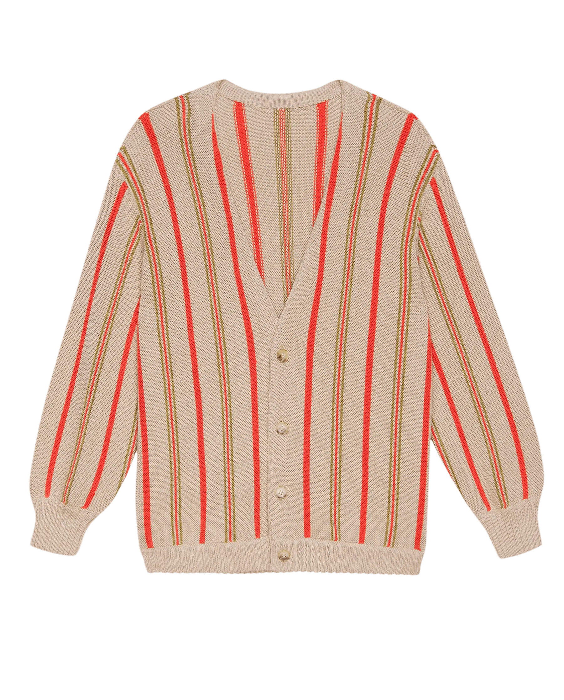 The Everett Cardigan. -- Oatmeal Heritage Stripe