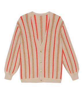 The Everett Cardigan. -- Oatmeal Heritage Stripe