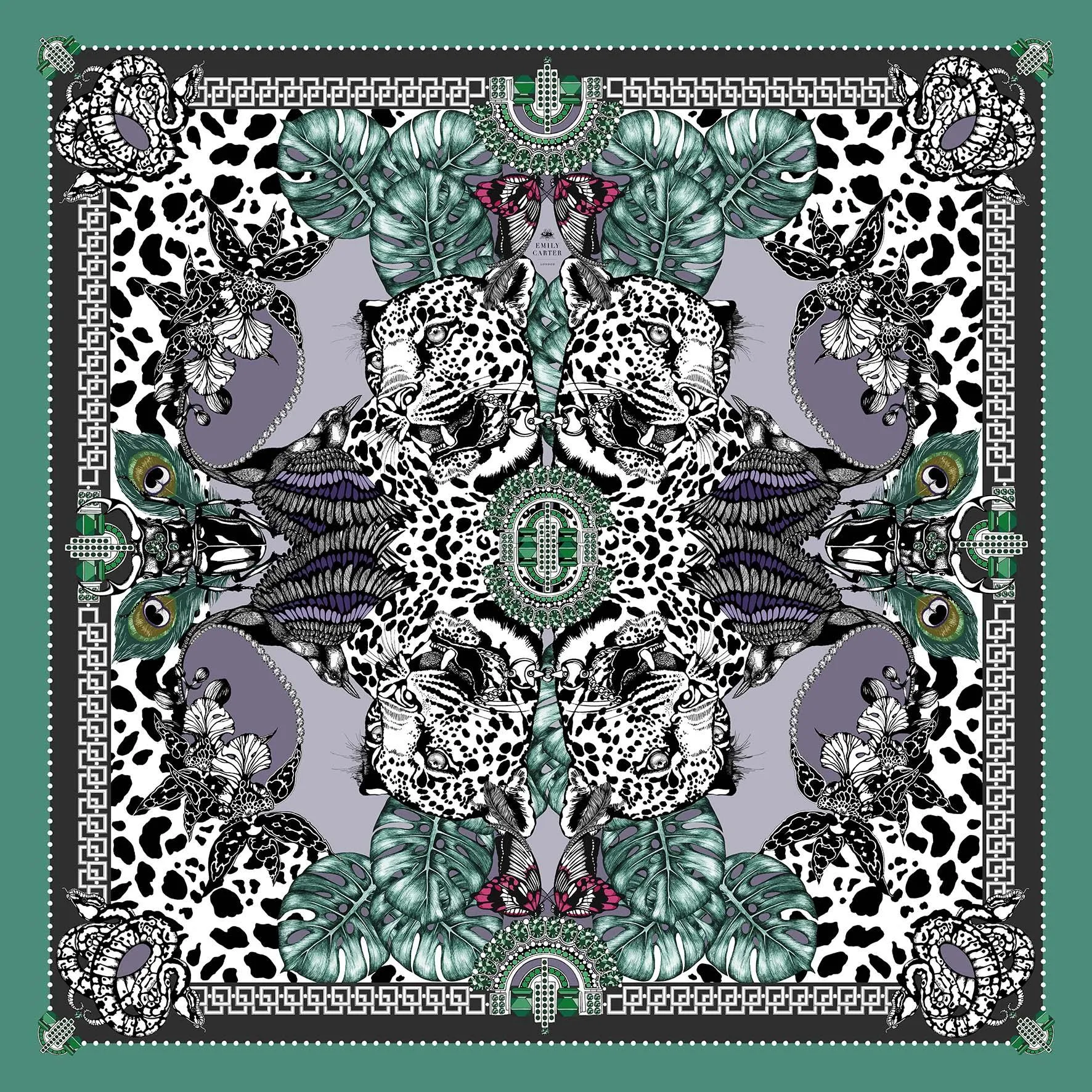 The Jewel & Jaguar Silk Scarf | 130x130cm [Preorder]