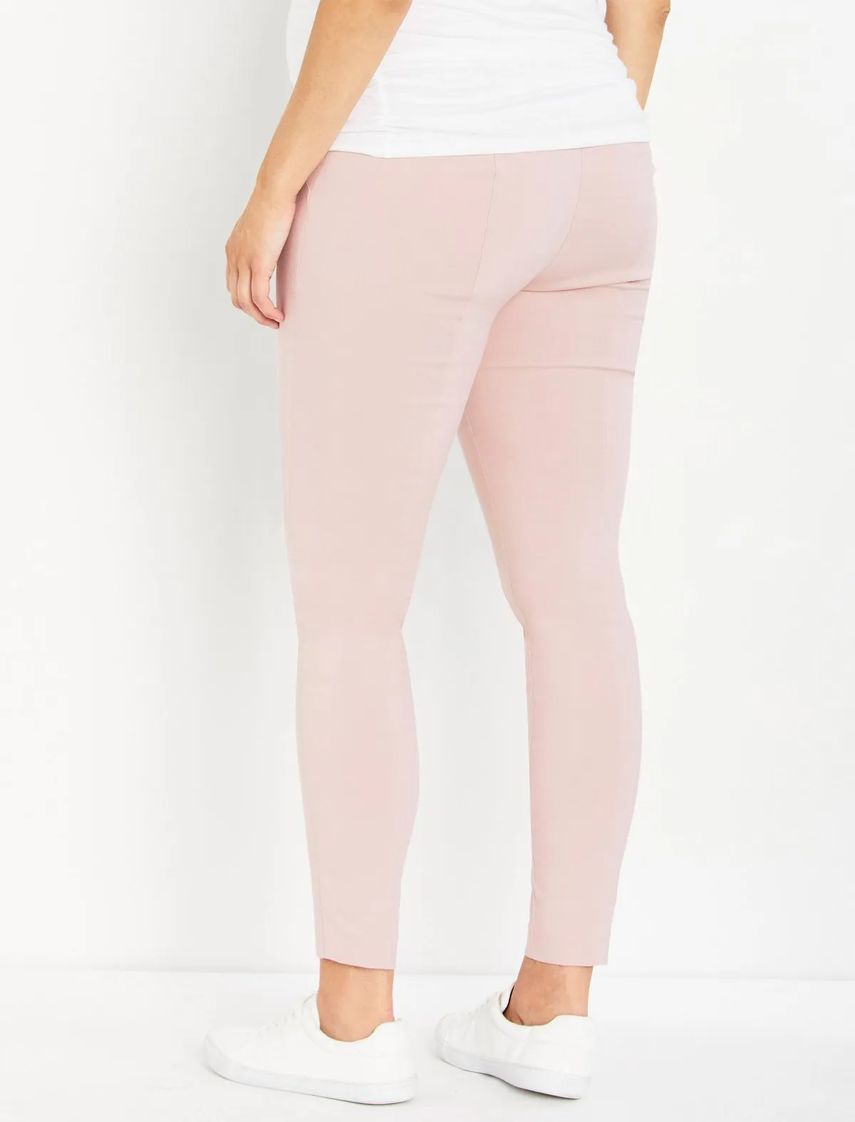 The Maia Secret Fit Belly Skinny Ankle Maternity Pants in Pink