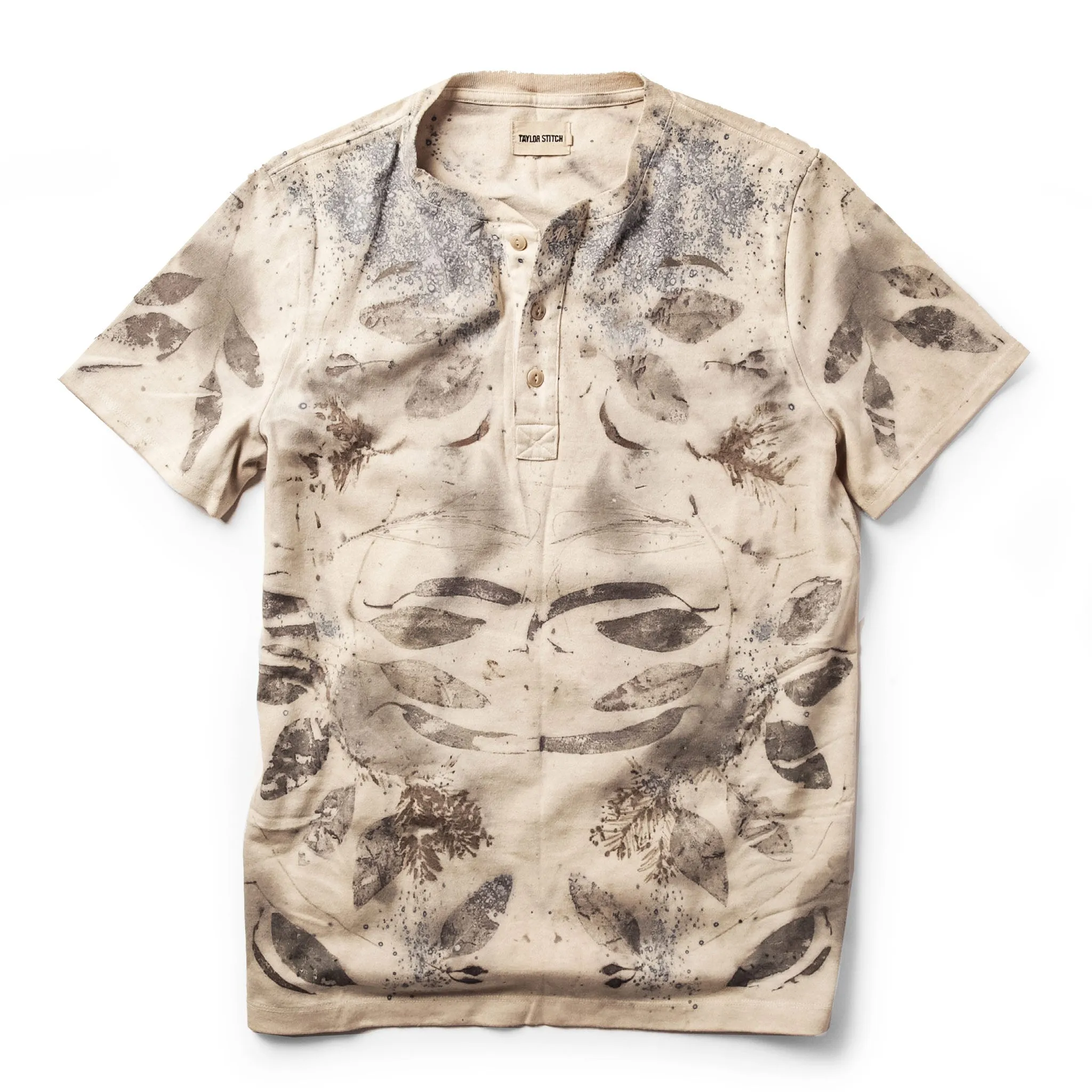 The Meier Short Sleeve Heavy Bag Henley in Natural M-40