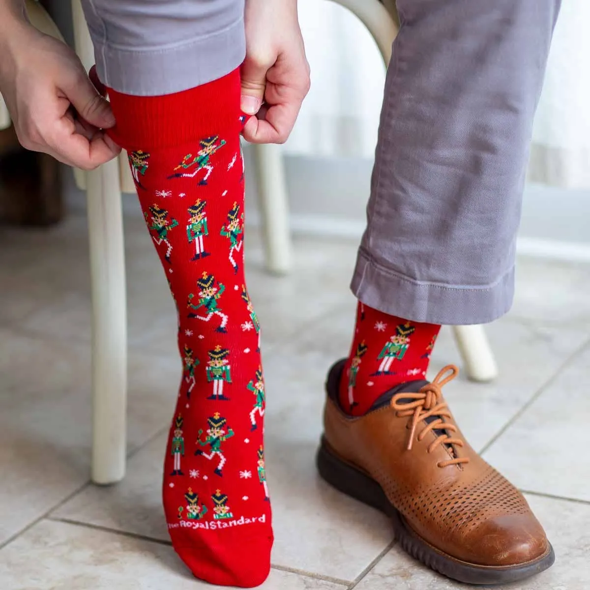 The Royal Standard - Men's Dancing Nutcracker Socks   Red/Green   One Size