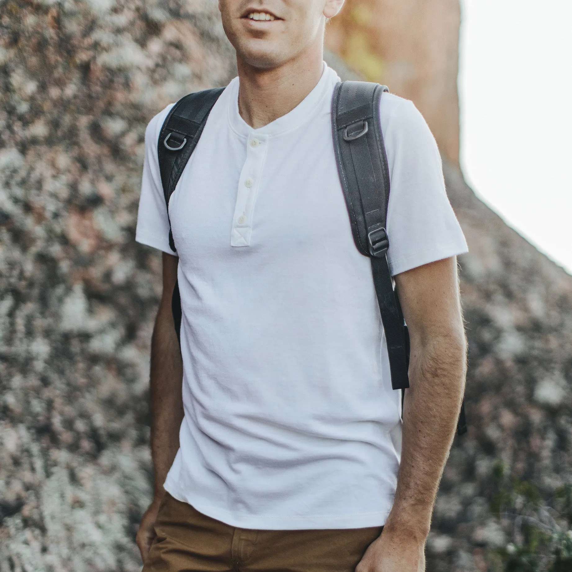 The Short Sleeve Henley in Natural Merino