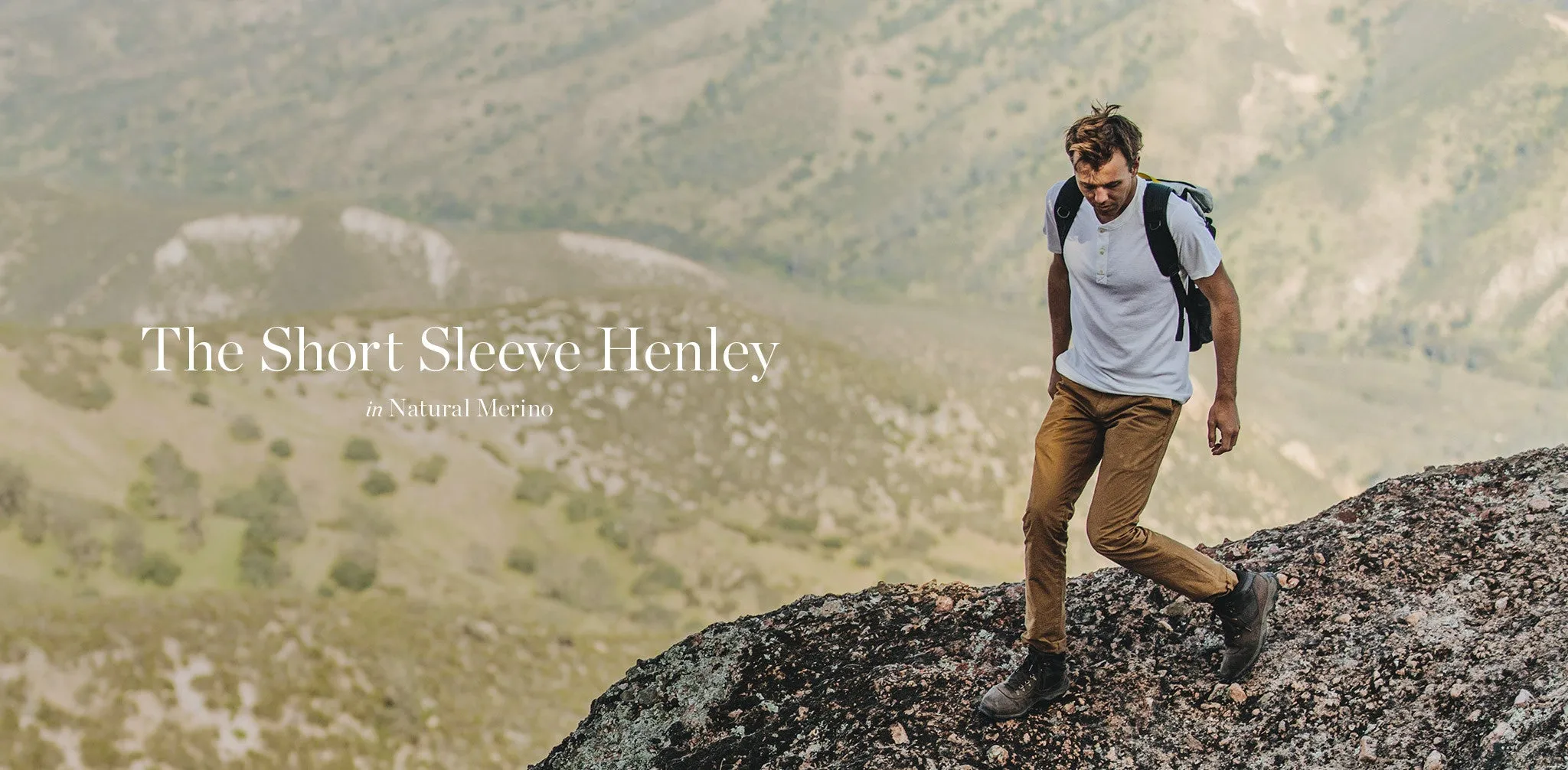 The Short Sleeve Henley in Natural Merino