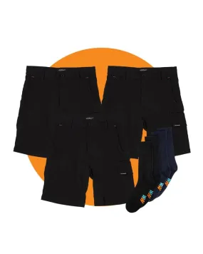 Tradies Jetlite Utility Short Value Pack - Black