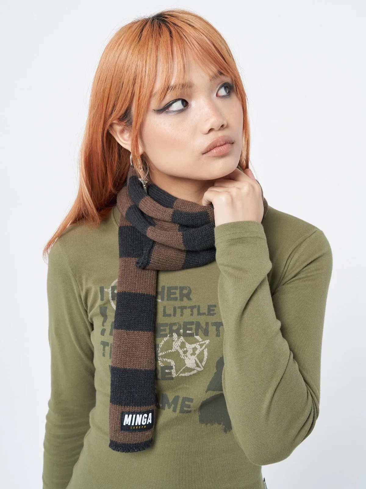 Umber Stripes Knitted Scarf