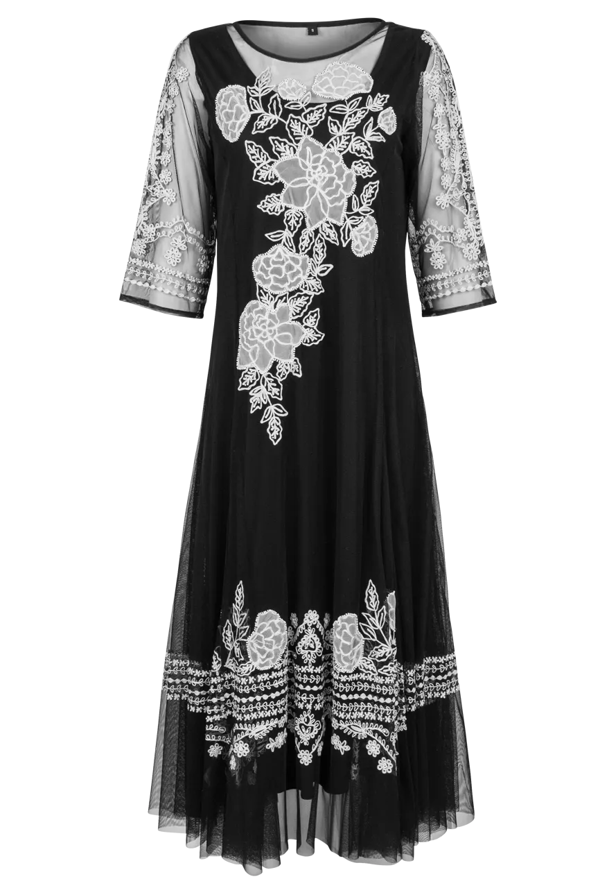 Vintage Collection Embroidered Mesh Maxi Dress