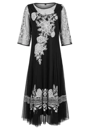 Vintage Collection Embroidered Mesh Maxi Dress