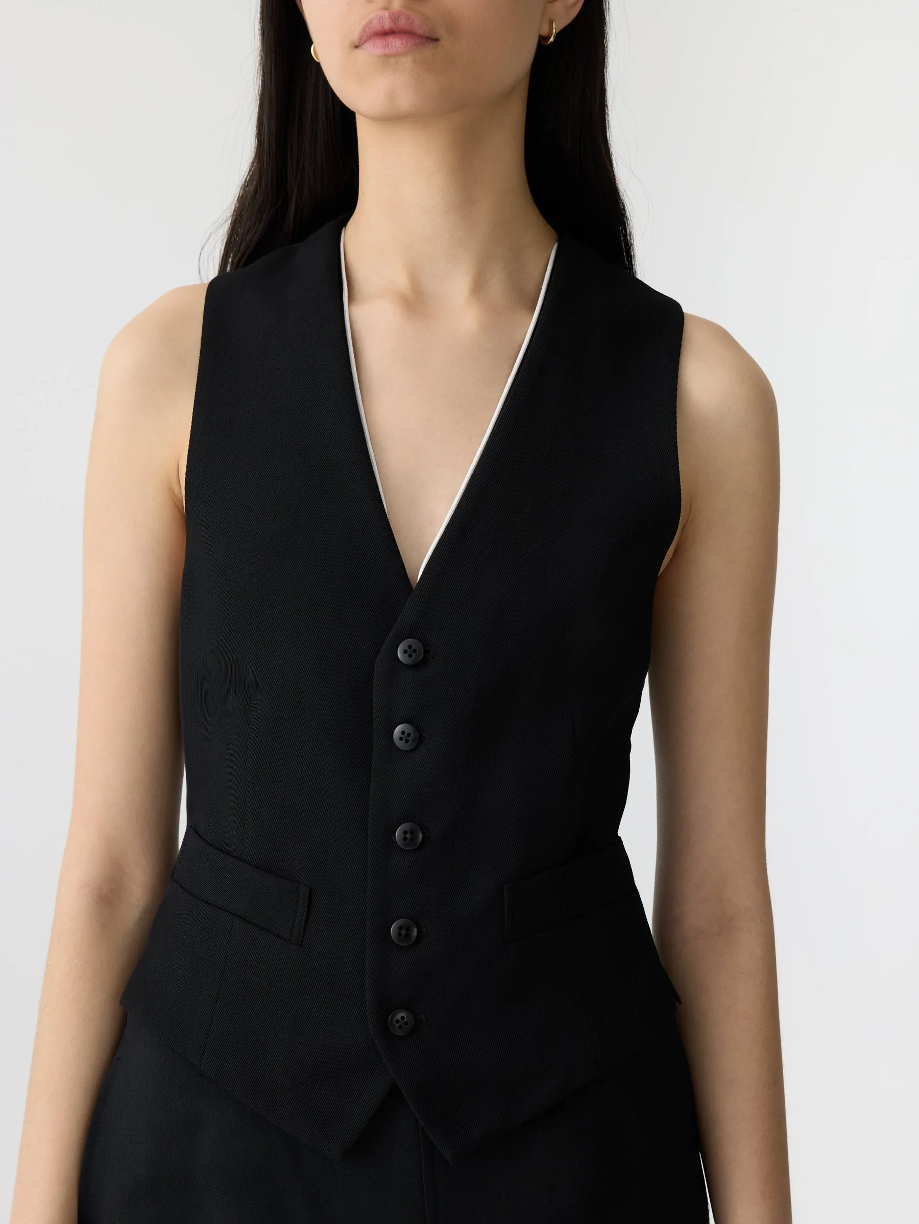 viscose twill tailored vest