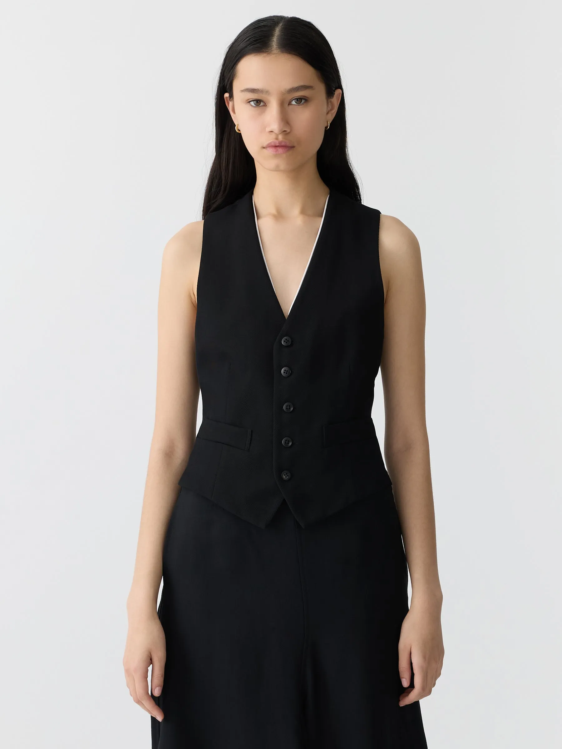 viscose twill tailored vest