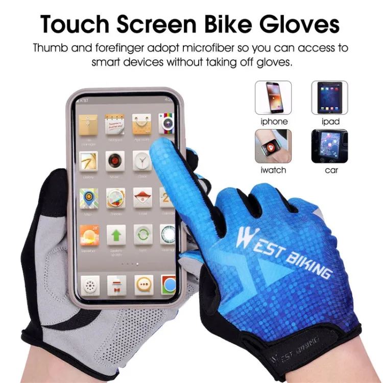 WEST BIKING YP0211216 Riding Gloves Bike Shock Absorption Touch Screen Full Finger Glove, Size: XXL(Black)