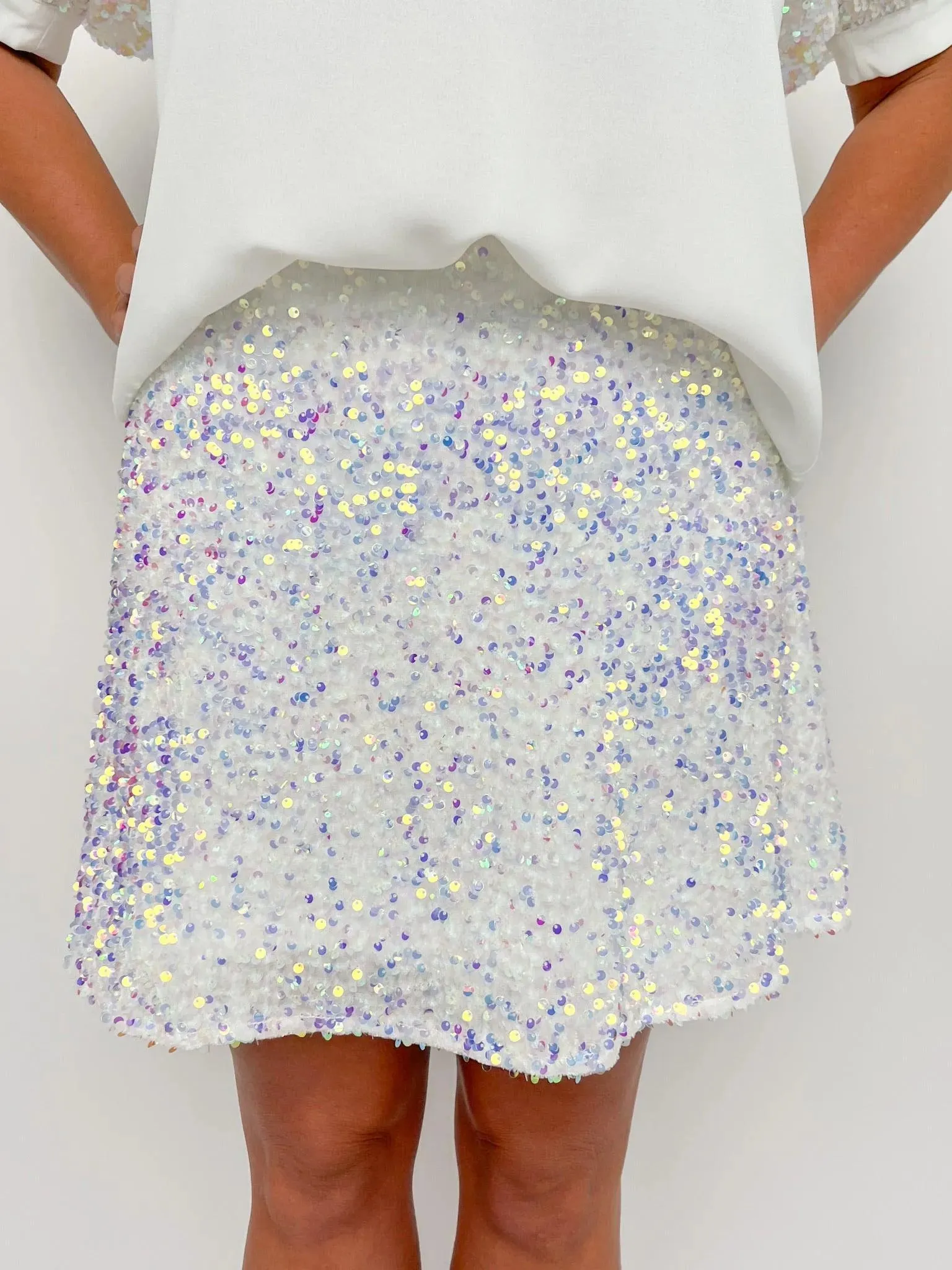 White Sequin Skirt