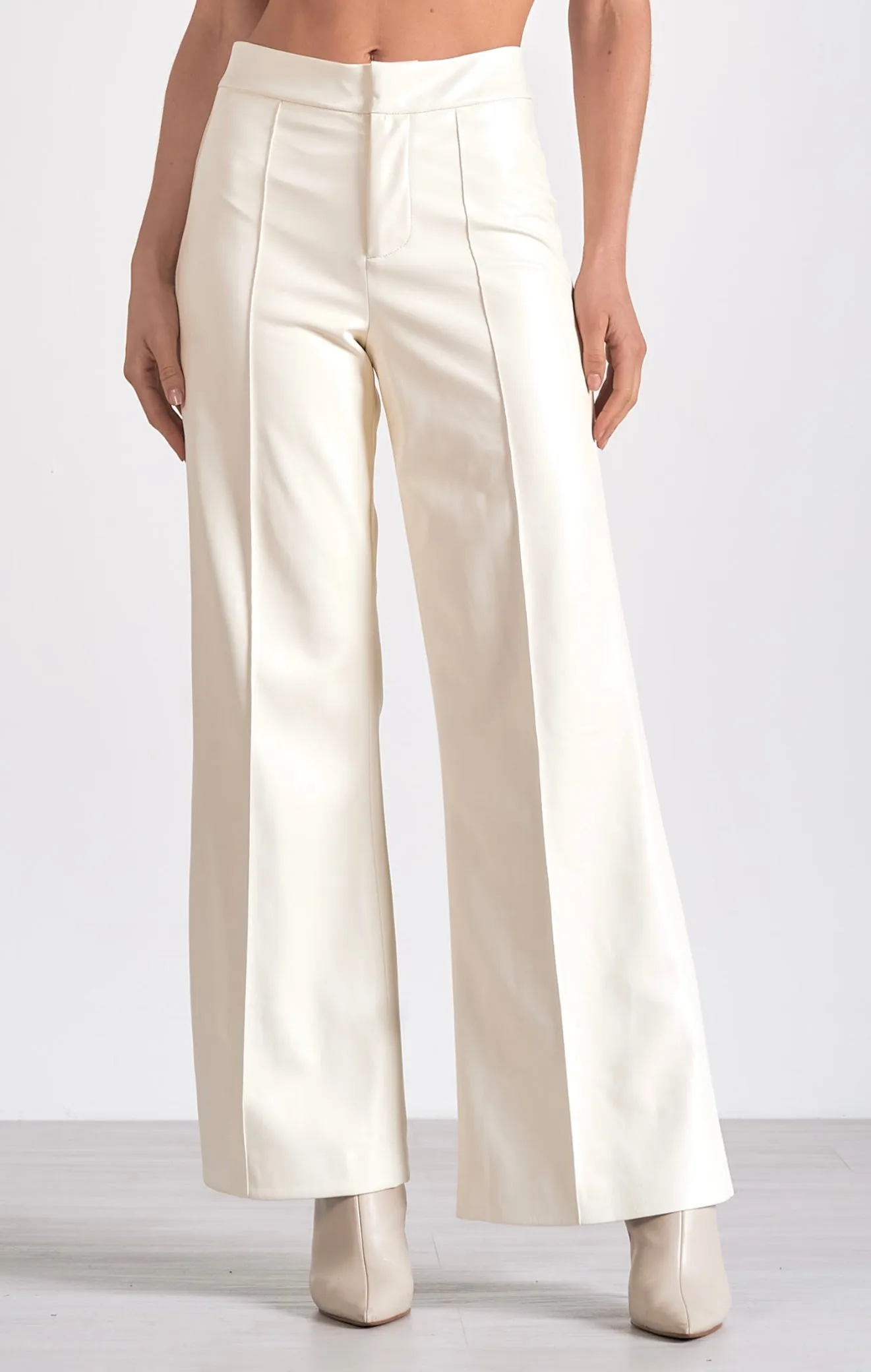 Winter White Faux Leather Pants