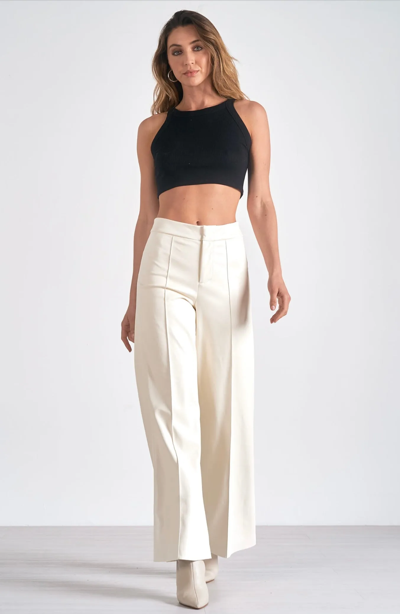 Winter White Faux Leather Pants