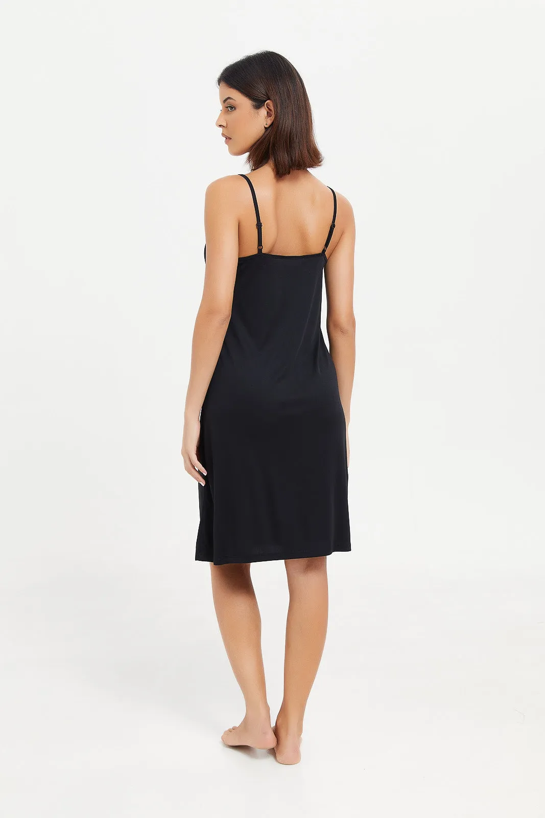 Women Black Plain Chemise