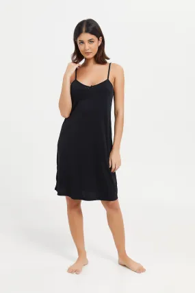 Women Black Plain Chemise