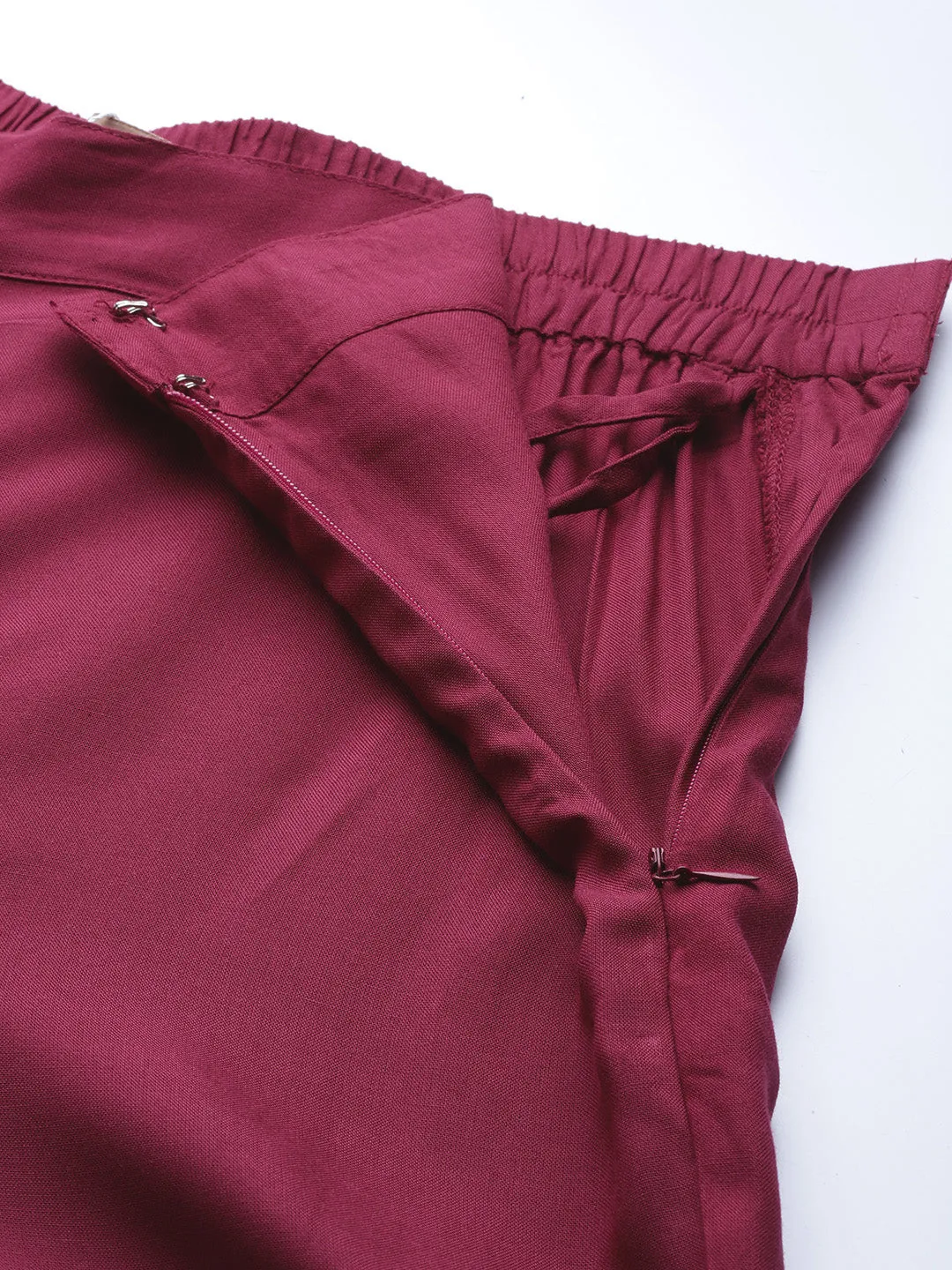 Women Burgundy Frilly Liva Pants