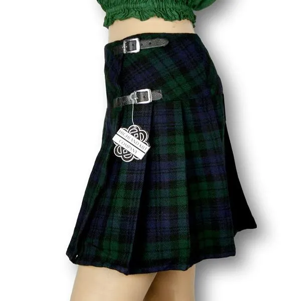 Women's Billie Kilt, Mini Skirt, Black Watch Tartan