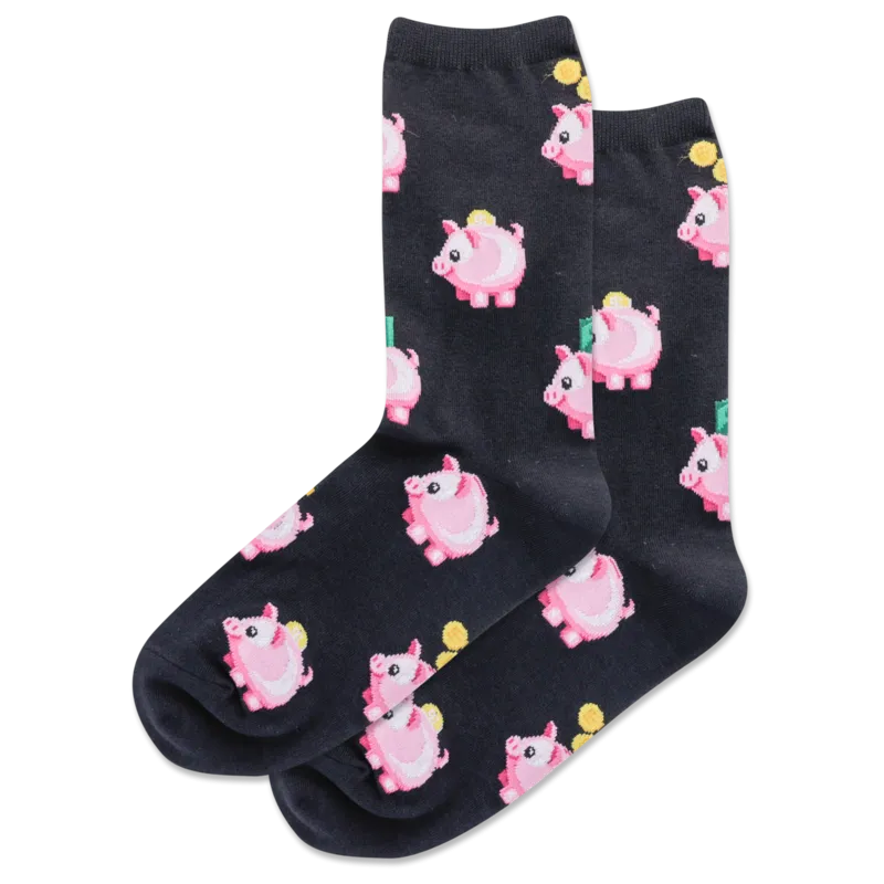 WOMEN'S PIGGY BANK CREW SOCKS