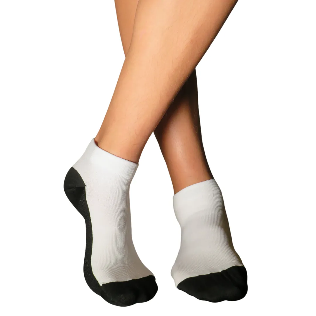 YoU Compression® White & Black Sole • Ankle Socks 20-30 mmHg