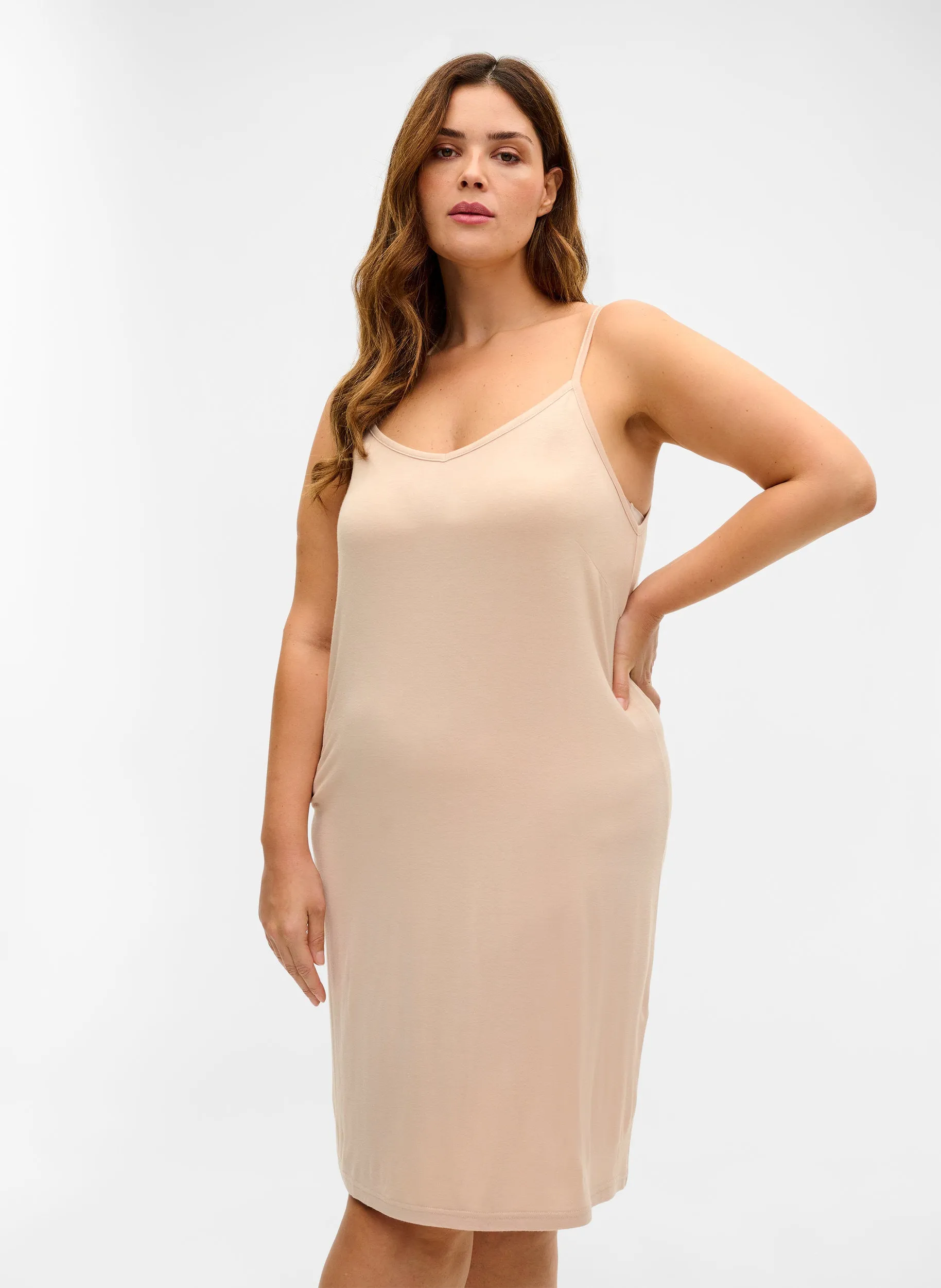 Zizzi Slip Dress in Nude